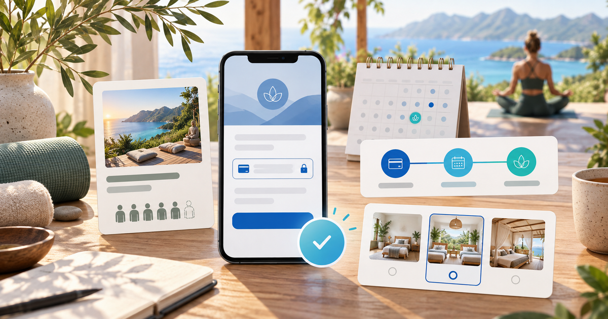 Yoga-retreataanbetalingen: workflow voor reservering en saldo